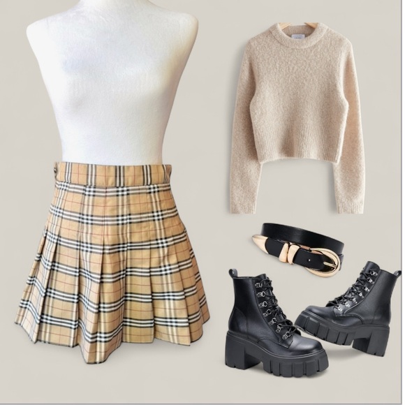 Plaid Pleated Skort Mini Skirt | Built-In Shorts | Preppy Y2K Academia Sz Small - Picture 1 of 9